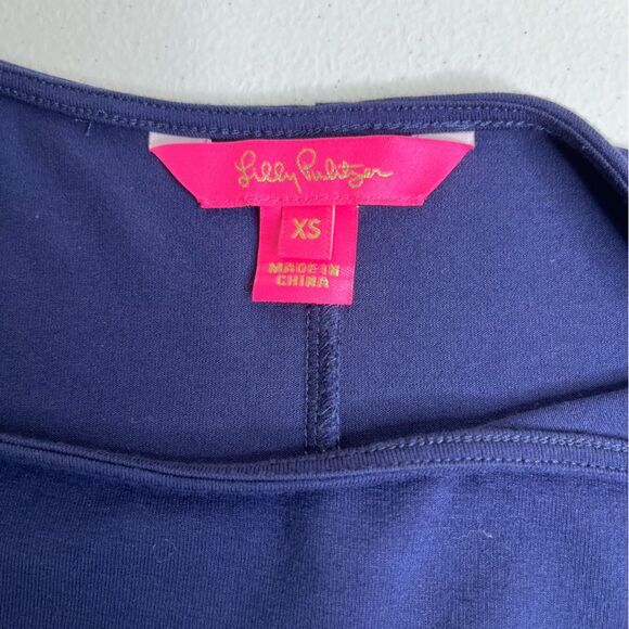 Lilly Pulitzer Ophelia Dress True Navy Flutter Bell Crochet Lace Sleeve Women XS - Picture 8 of 14